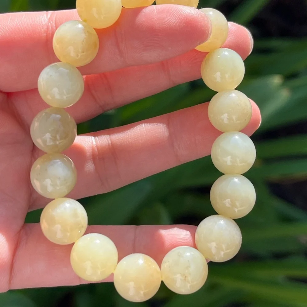 12mm stretchable yellow jade bracelet‎ 0327